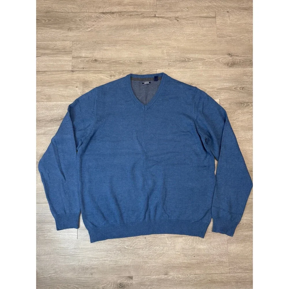 IZOD Mens XXL Blue V Neck Sweater Pullover Lightweight Knit Casual - Picture 1 of 4